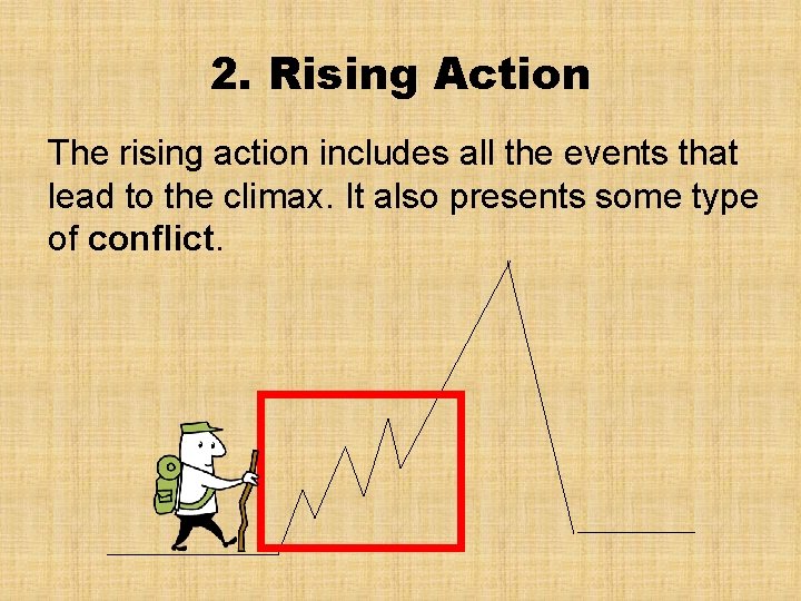 2. Rising Action The rising action includes all the events that lead to the