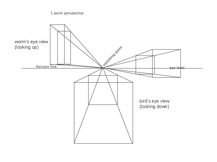 worm’s eye view (looking up) bird’s eye view (looking down) 