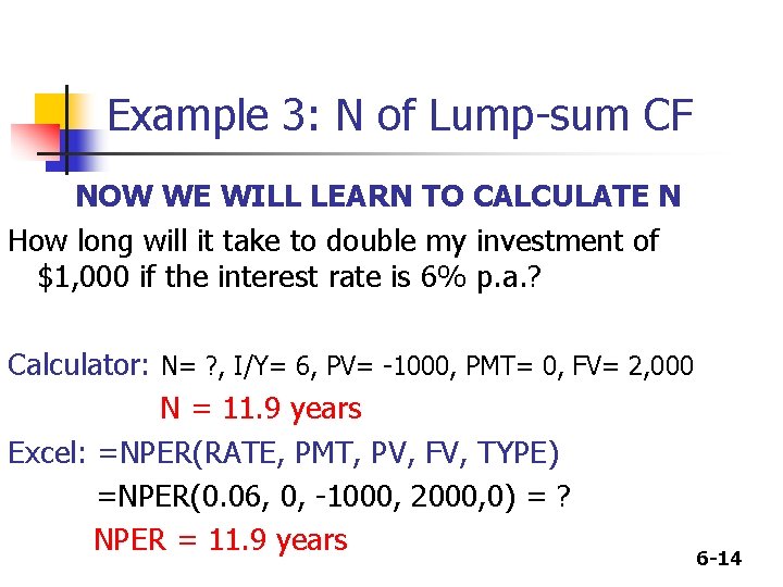 Chapter 28 Time Value Of Money N N