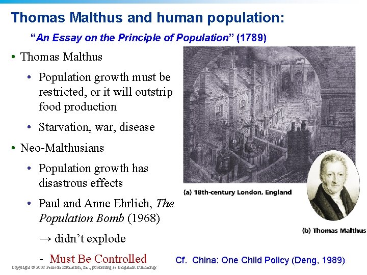 Thomas Malthus and human population: “An Essay on the Principle of Population” (1789) •