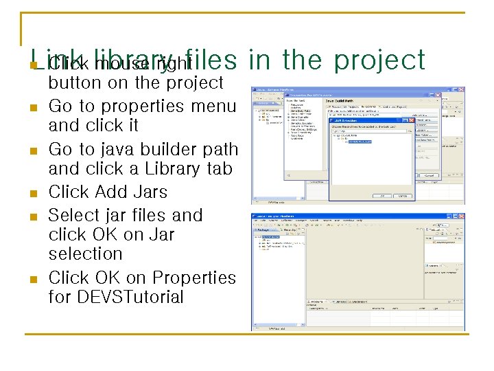 Click library mouse right Link files in the project n n n button on