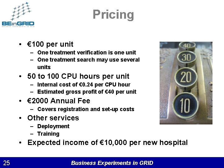 Pricing • € 100 per unit – One treatment verification is one unit –