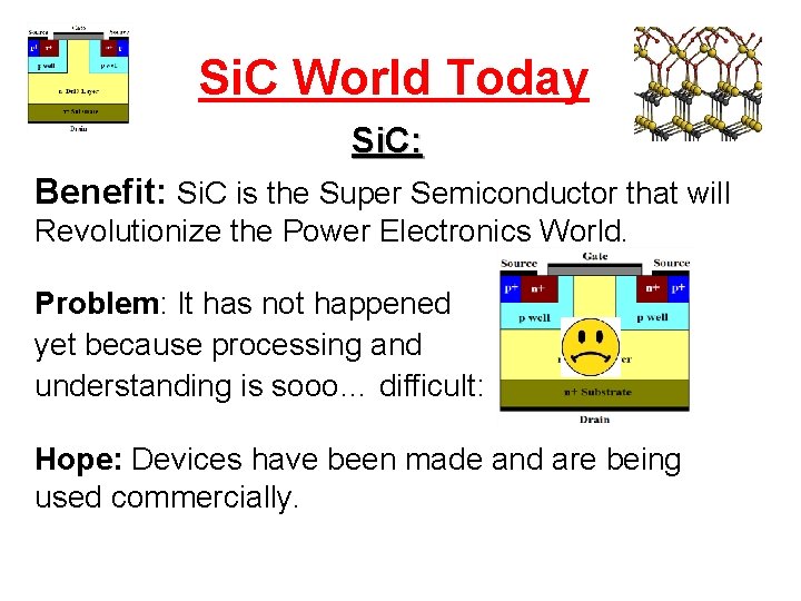 Si. C World Today Si. C: Benefit: Si. C is the Super Semiconductor that
