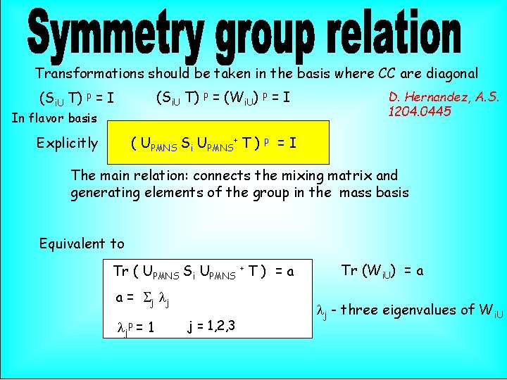 Transformations should be taken in the basis where CC are diagonal (Si. U T)