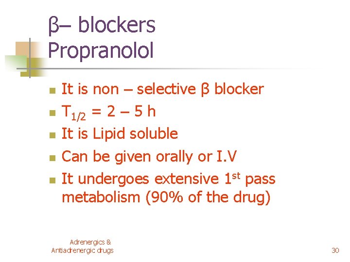 Classification Of Adrenoreceptor Antagonists N Blockers N N