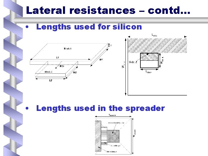 Lateral resistances – contd. . . • Lengths used for silicon • Lengths used