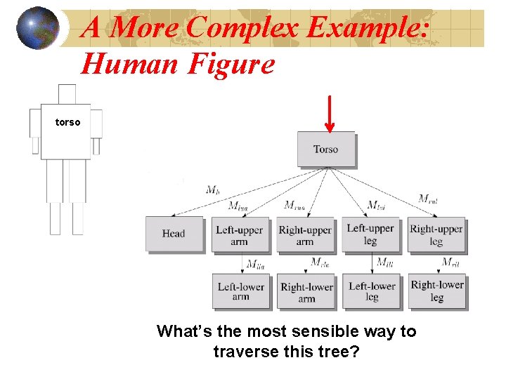 A More Complex Example: Human Figure torso What’s the most sensible way to traverse
