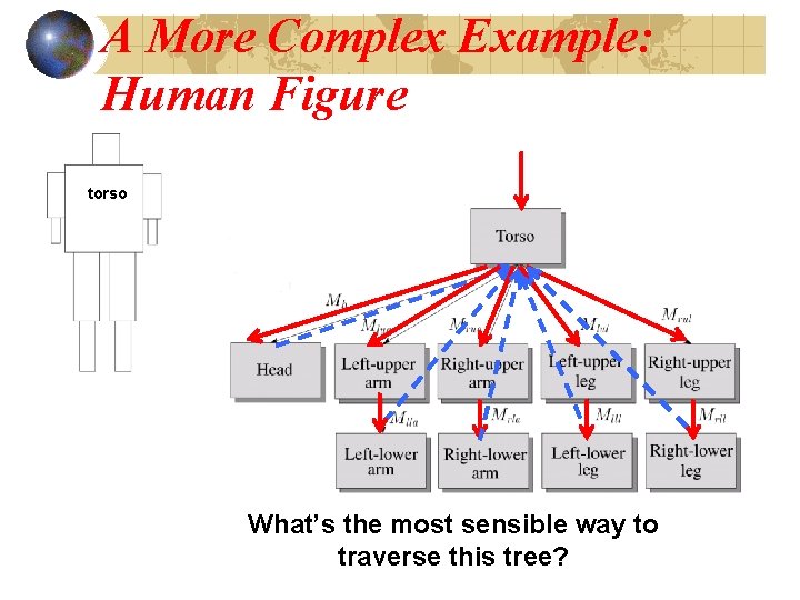 A More Complex Example: Human Figure torso What’s the most sensible way to traverse