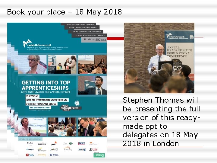 Book your place – 18 May 2018 Stephen Thomas will be presenting the full