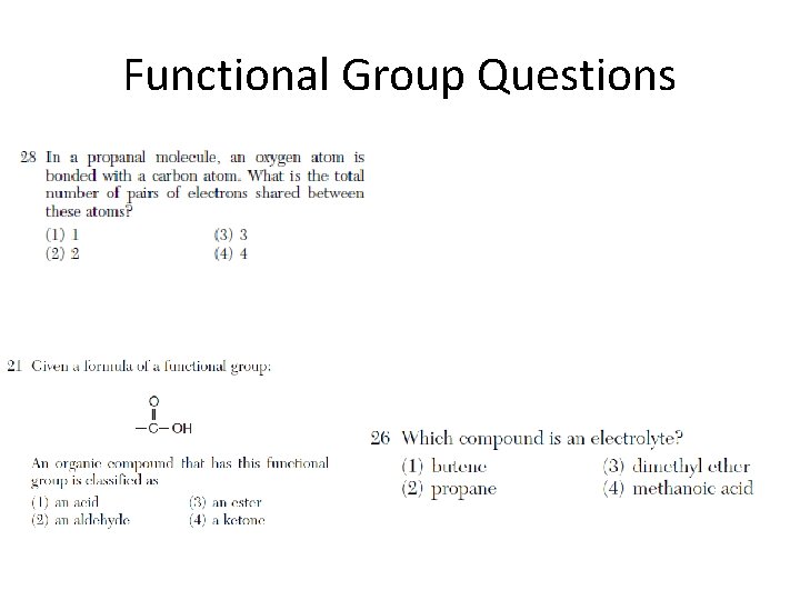 Functional Group Questions 