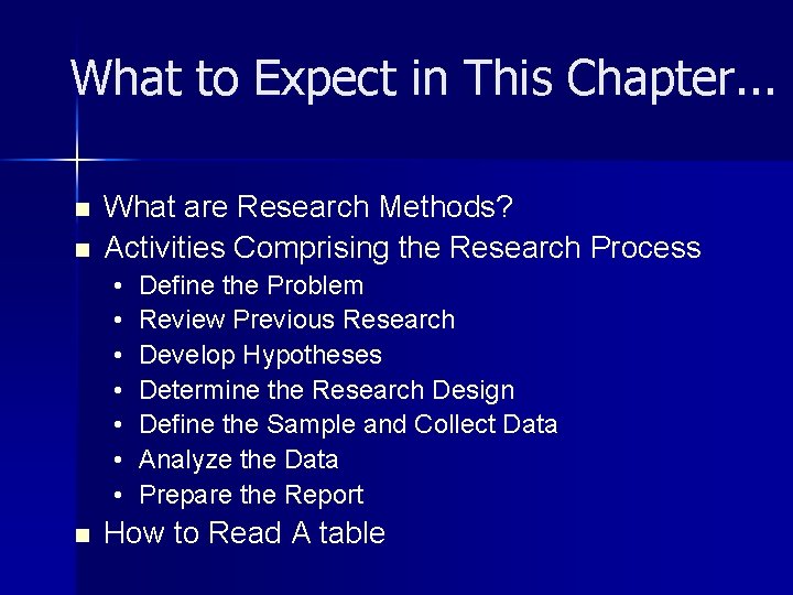 What to Expect in This Chapter. . . n n What are Research Methods?