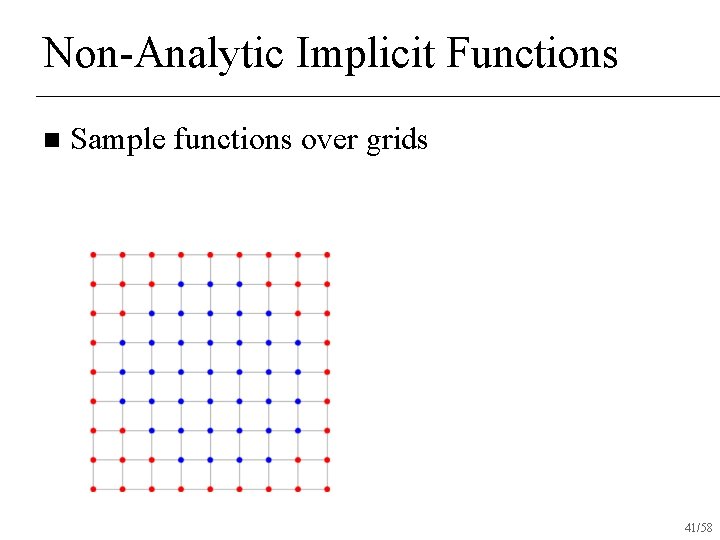 Non-Analytic Implicit Functions n Sample functions over grids 41/58 