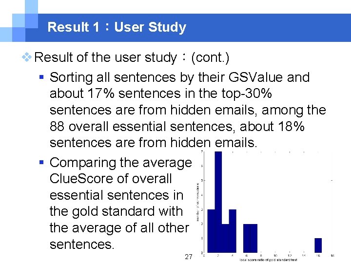 Result 1：User Study v Result of the user study：(cont. ) § Sorting all sentences