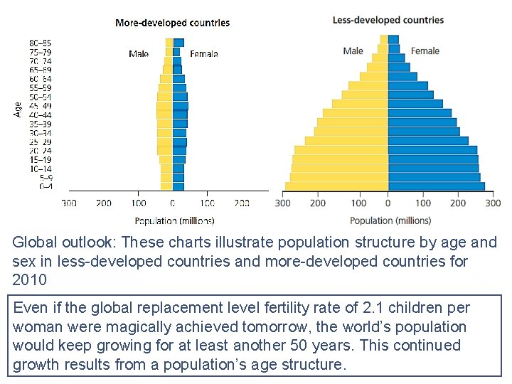 Global outlook: These charts illustrate population structure by age and sex in less-developed countries