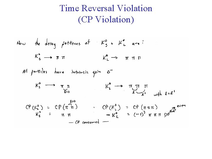 Time Reversal Violation (CP Violation) 