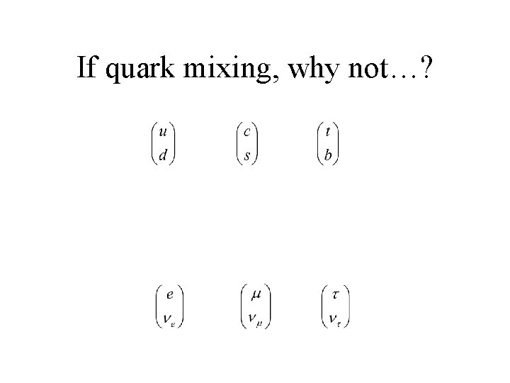If quark mixing, why not…? 