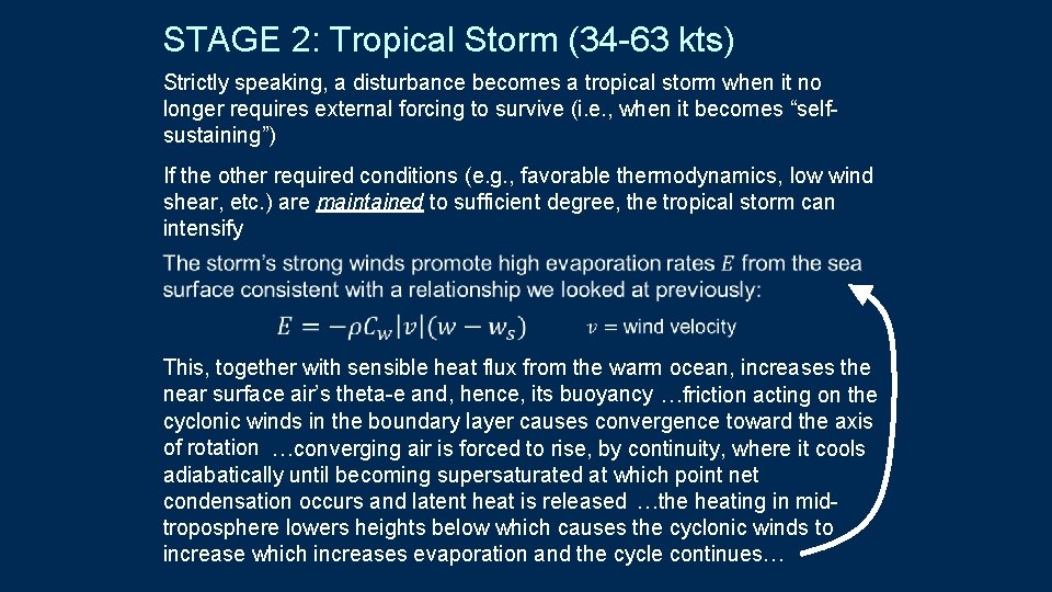 STAGE 2: Tropical Storm (34 -63 kts) Strictly speaking, a disturbance becomes a tropical