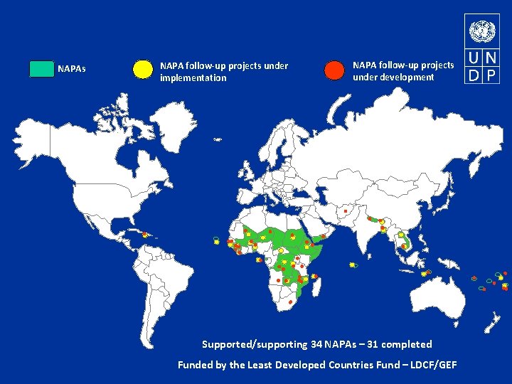 NAPAs NAPA follow-up projects under implementation NAPA follow-up projects under development Supported/supporting 34 NAPAs