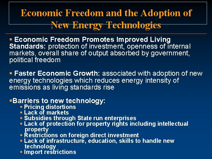 Economic Freedom and the Adoption of New Energy Technologies § Economic Freedom Promotes Improved