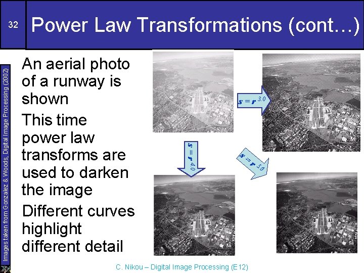 Power Law Transformations (cont…) An aerial photo of a runway is shown This time