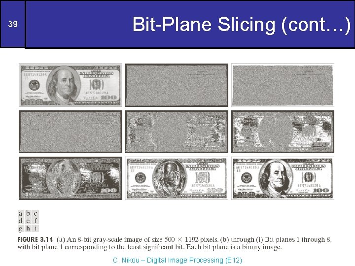 39 Bit-Plane Slicing (cont…) C. Nikou – Digital Image Processing (E 12) 