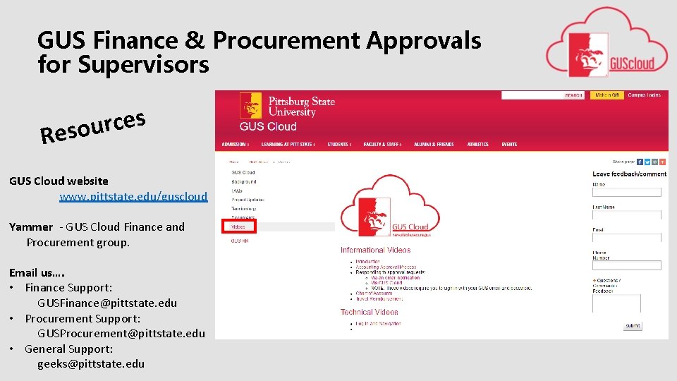 GUS Finance & Procurement Approvals for Supervisors s e c r u Reso GUS