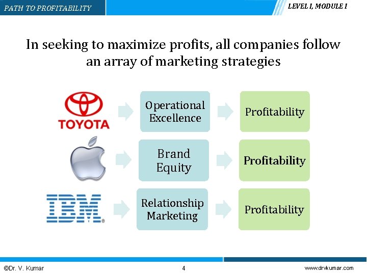 LEVEL I, MODULE I PATH TO PROFITABILITY In seeking to maximize profits, all companies