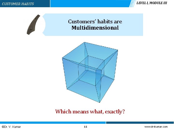 LEVEL I, MODULE III CUSTOMER HABITS Customers’ habits are Multidimensional Which means what, exactly?