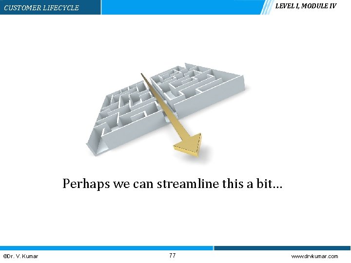 LEVEL I, MODULE IV CUSTOMER LIFECYCLE Perhaps we can streamline this a bit… ©Dr.