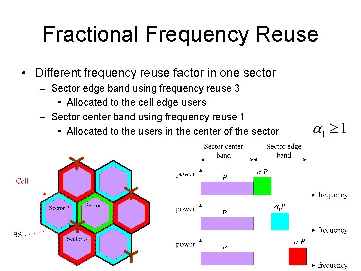 Fractional Frequency Reuse • Different frequency reuse factor in one sector – Sector edge