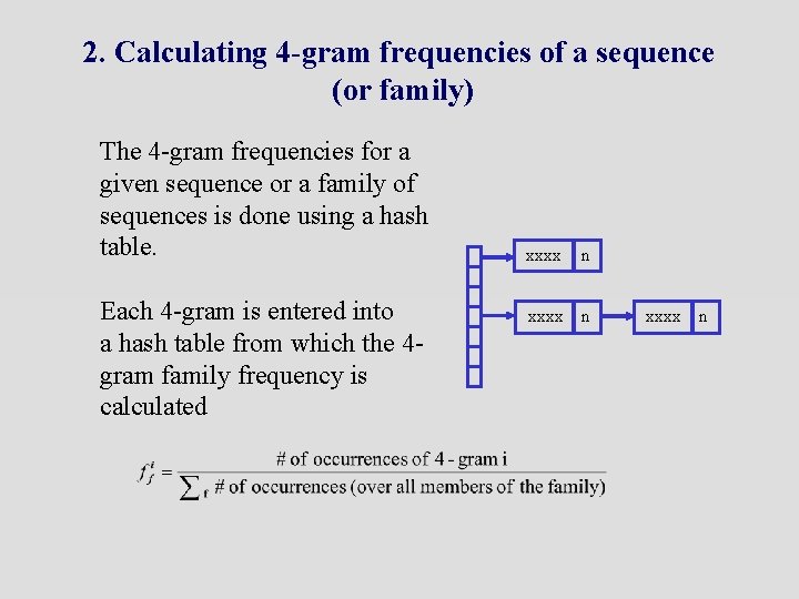 2. Calculating 4 -gram frequencies of a sequence (or family) The 4 -gram frequencies