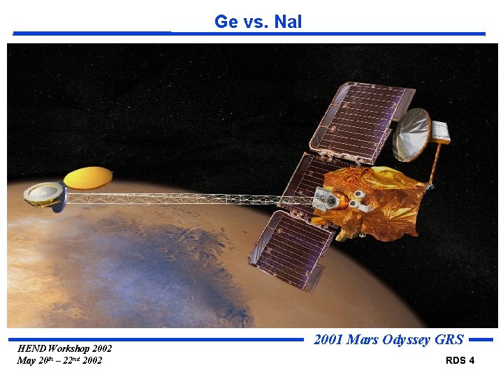 Ge vs. Na. I HEND Workshop 2002 May 20 th – 22 nd 2002