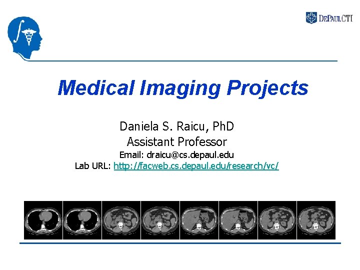Medical Imaging Projects Daniela S. Raicu, Ph. D Assistant Professor Email: draicu@cs. depaul. edu