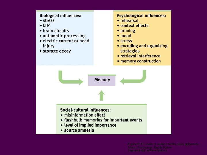 Figure 9. 28 Levels of analysis for the study of 88 memory Myers: Psychology,