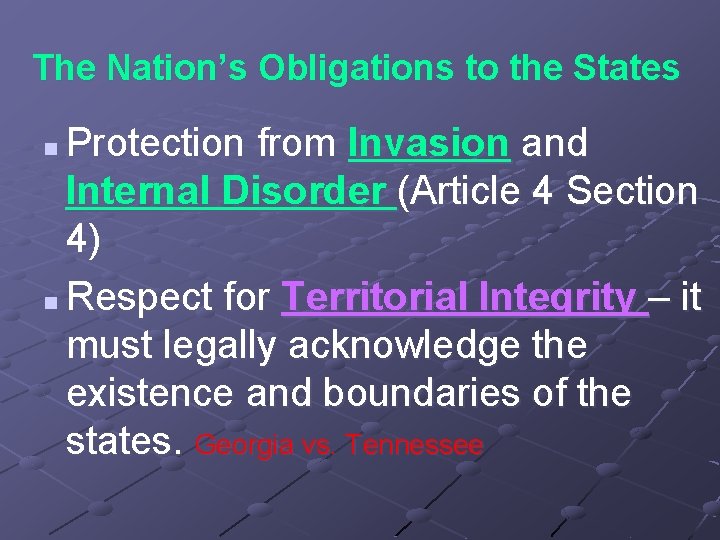 The Nation’s Obligations to the States Protection from Invasion and Internal Disorder (Article 4