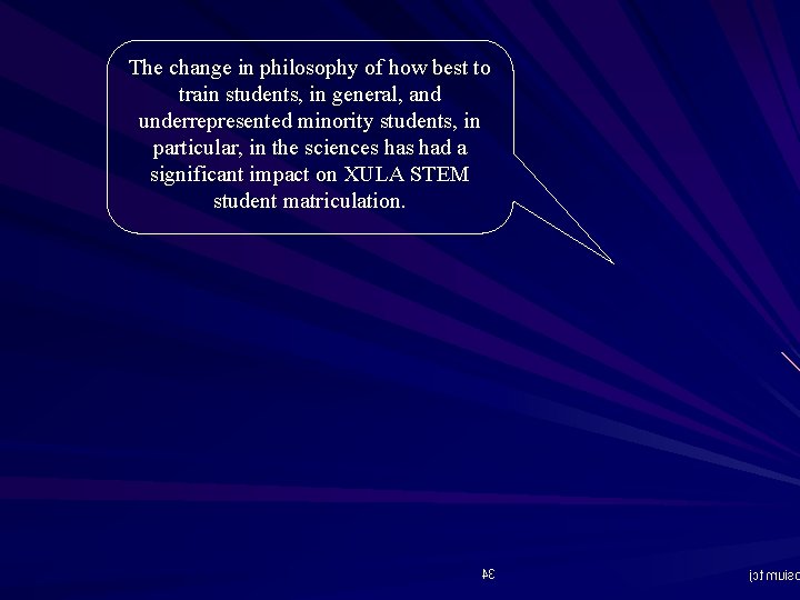 The change in philosophy of how best to train students, in general, and underrepresented The change in philosophy of how best to train students, in general, and underrepresented