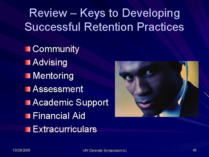 Review – Keys to Developing Successful Retention Practices Community Advising Mentoring Assessment Academic Support Review – Keys to Developing Successful Retention Practices Community Advising Mentoring Assessment Academic Support