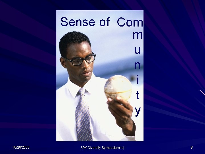 Sense of Com m u n i t y 10/28/2006 UW Diversity Symposium tcj Sense of Com m u n i t y 10/28/2006 UW Diversity Symposium tcj