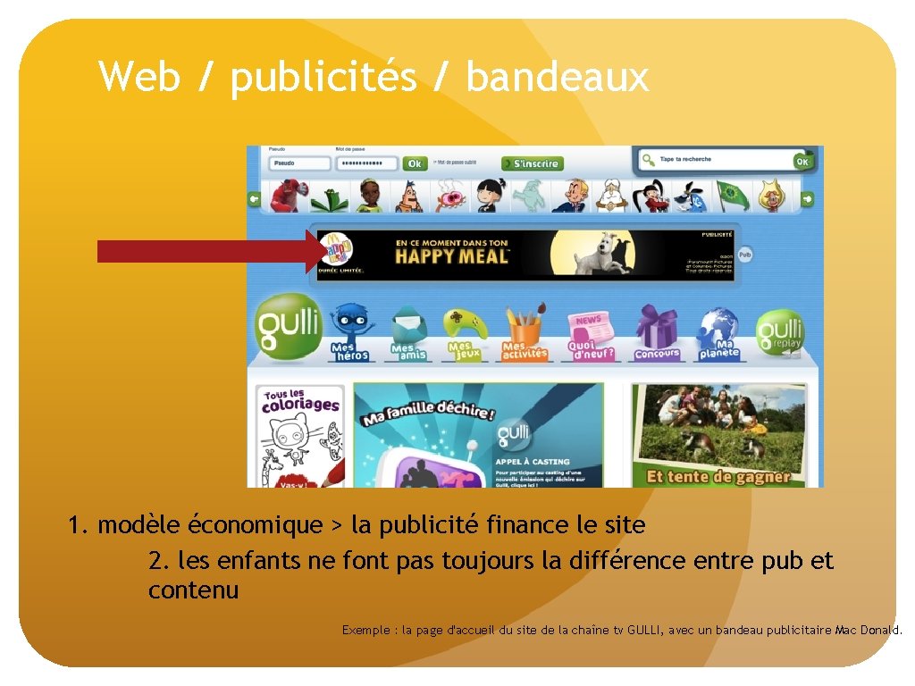 Web / publicités / bandeaux 1. modèle économique > la publicité finance le site