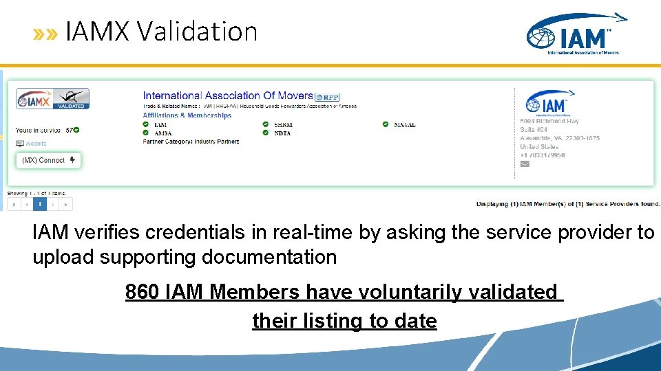 IAMX Validation IAM verifies credentials in real-time by asking the service provider to upload