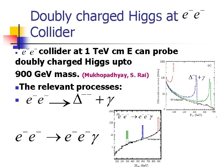 Doubly charged Higgs at Collider collider at 1 Te. V cm E can probe