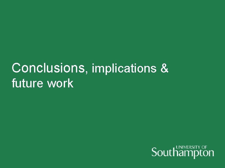Conclusions, implications & future work 
