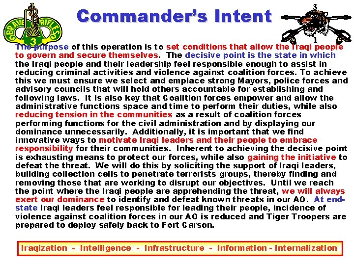 Commander’s Intent 3 1 The purpose of this operation is to set conditions that