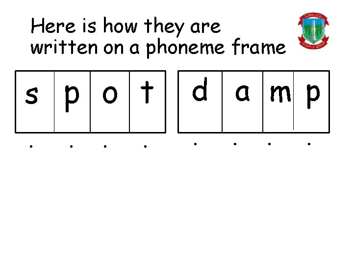 Here is how they are written on a phoneme frame s p o t