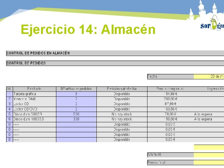 Ejercicio 14: Almacén 