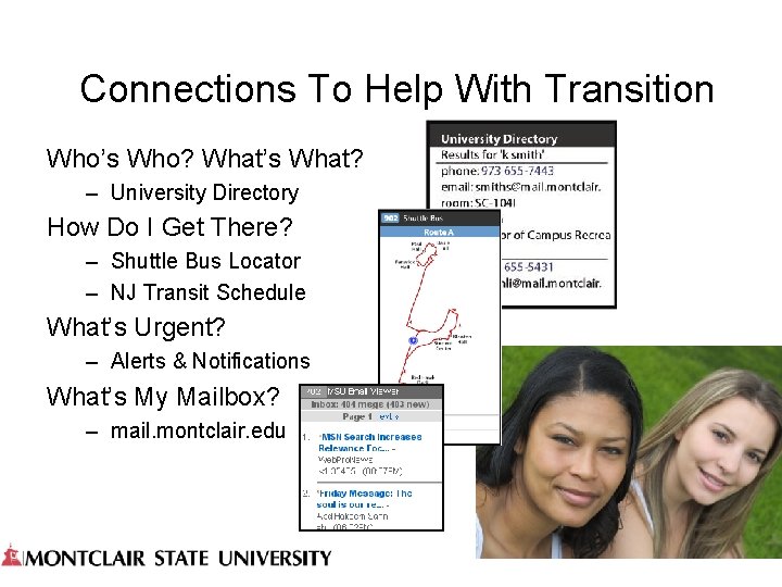 Connections To Help With Transition Who’s Who? What’s What? – University Directory How Do