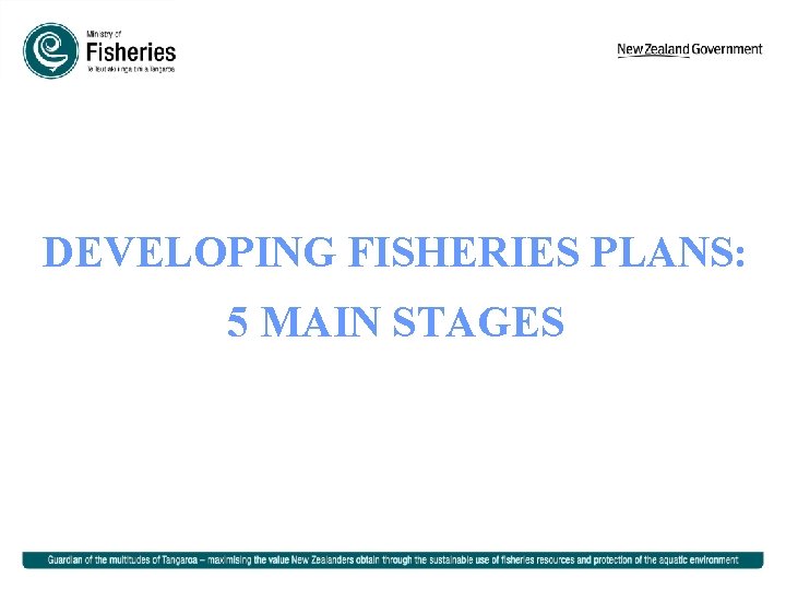 DEVELOPING FISHERIES PLANS: 5 MAIN STAGES 