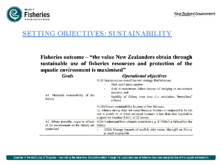 SETTING OBJECTIVES: SUSTAINABILITY 