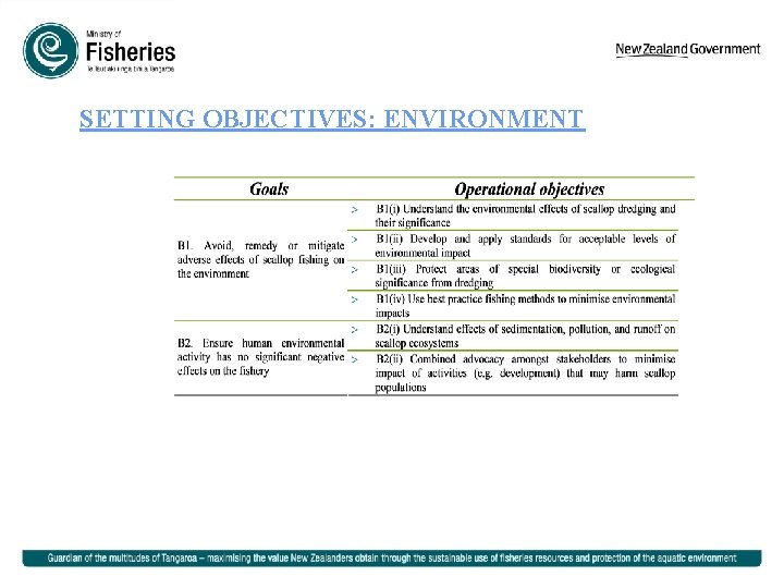 SETTING OBJECTIVES: ENVIRONMENT 