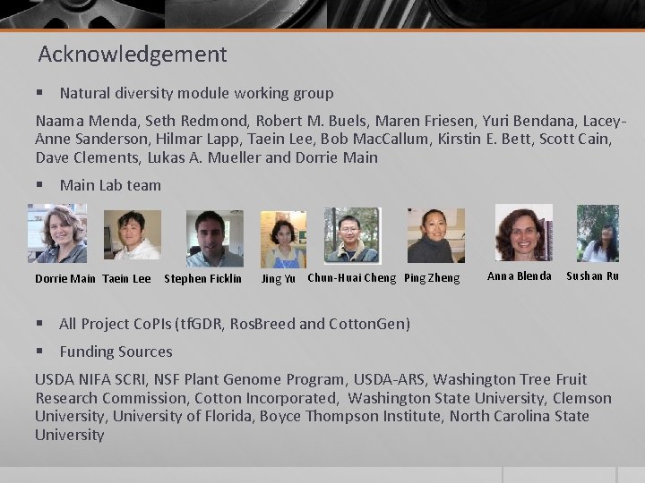 Acknowledgement § Natural diversity module working group Naama Menda, Seth Redmond, Robert M. Buels,